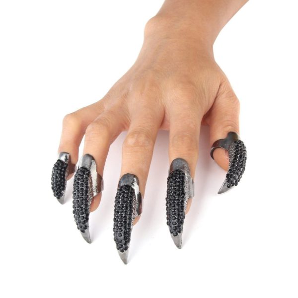 57 2b522571 71f0 4da1 9144 df1cb5f83231 - Punk Style Crystal Rhinestone Paved Paw Bend Fingertip Finger Claw
