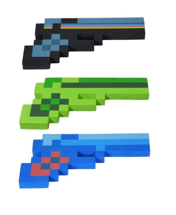 57 5da2999c 6666 4f50 8823 f9c85e554e6c - 8 Bit Pixelated Blue Diamond Black Stone & Green Zombie Foam Gun Set Of 3